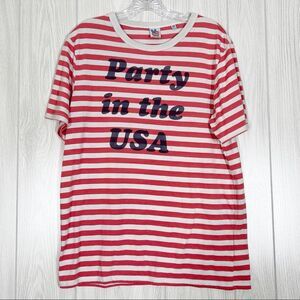 Junk Food | Red and White Striped Party In The USA Graphic Tee Size Medium